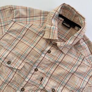 KAVU Men's‎ Short Sleeve Lightweight Plaid Button Up Shirt Polyester Size Small
